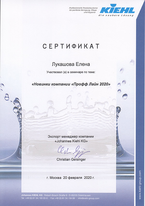 Сертификат Профф лайн 2020 Лукашова